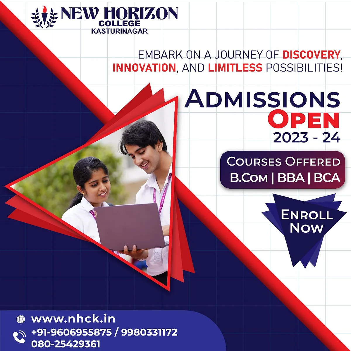 New Horizon College admissions social post — 2023-24